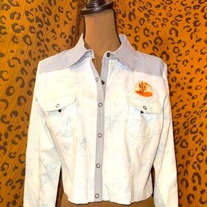 ReWorked BKE Floral Western Crop Top Sz Lg